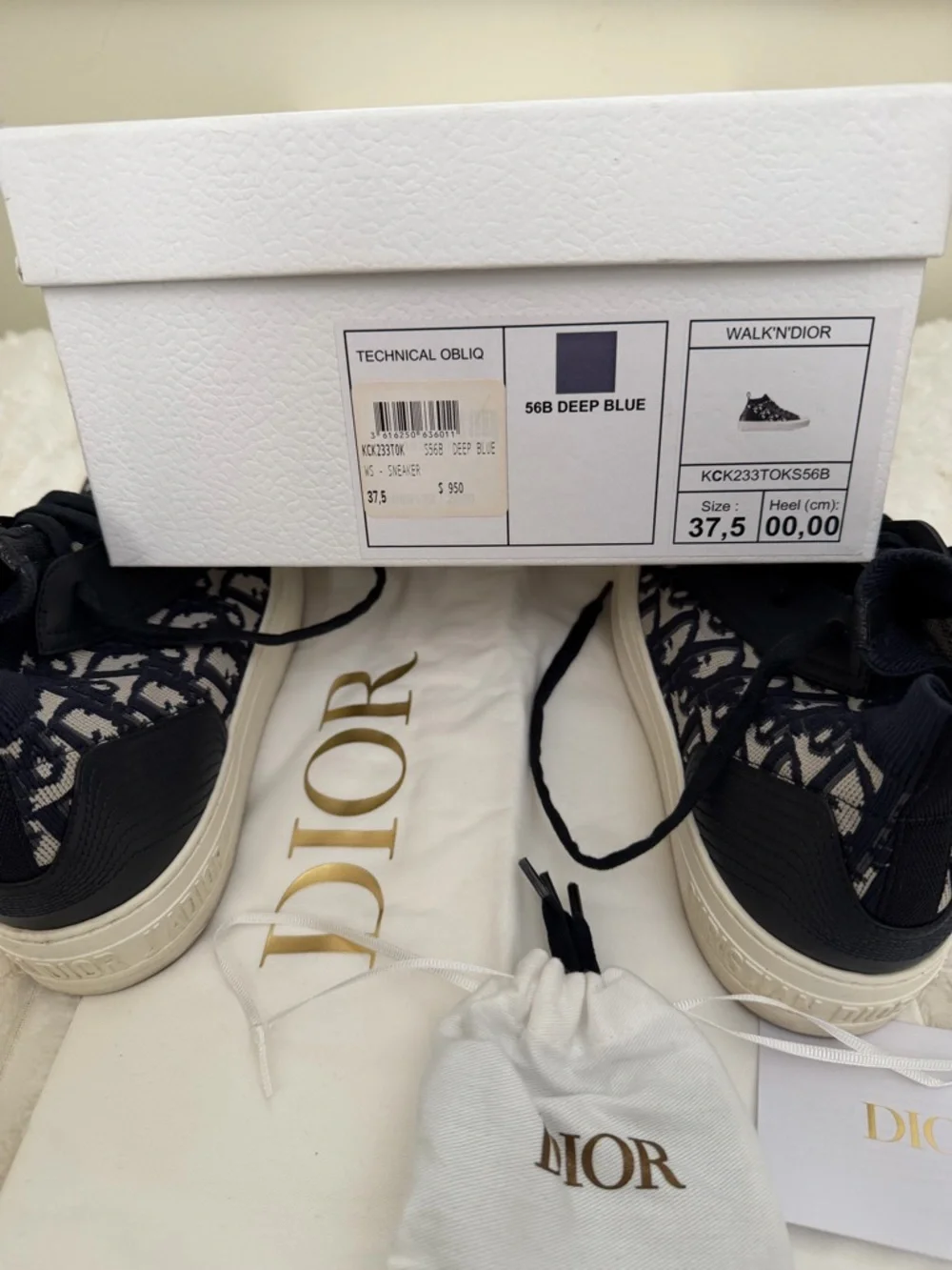 Dior Deep Blue Monogram Walk'n'Dior Low-Top Sneakers - Picture 2 of 8
